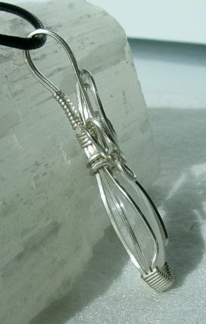 Rainbow Moonstone gemstone sterling silver wire wrapped crystal pendant